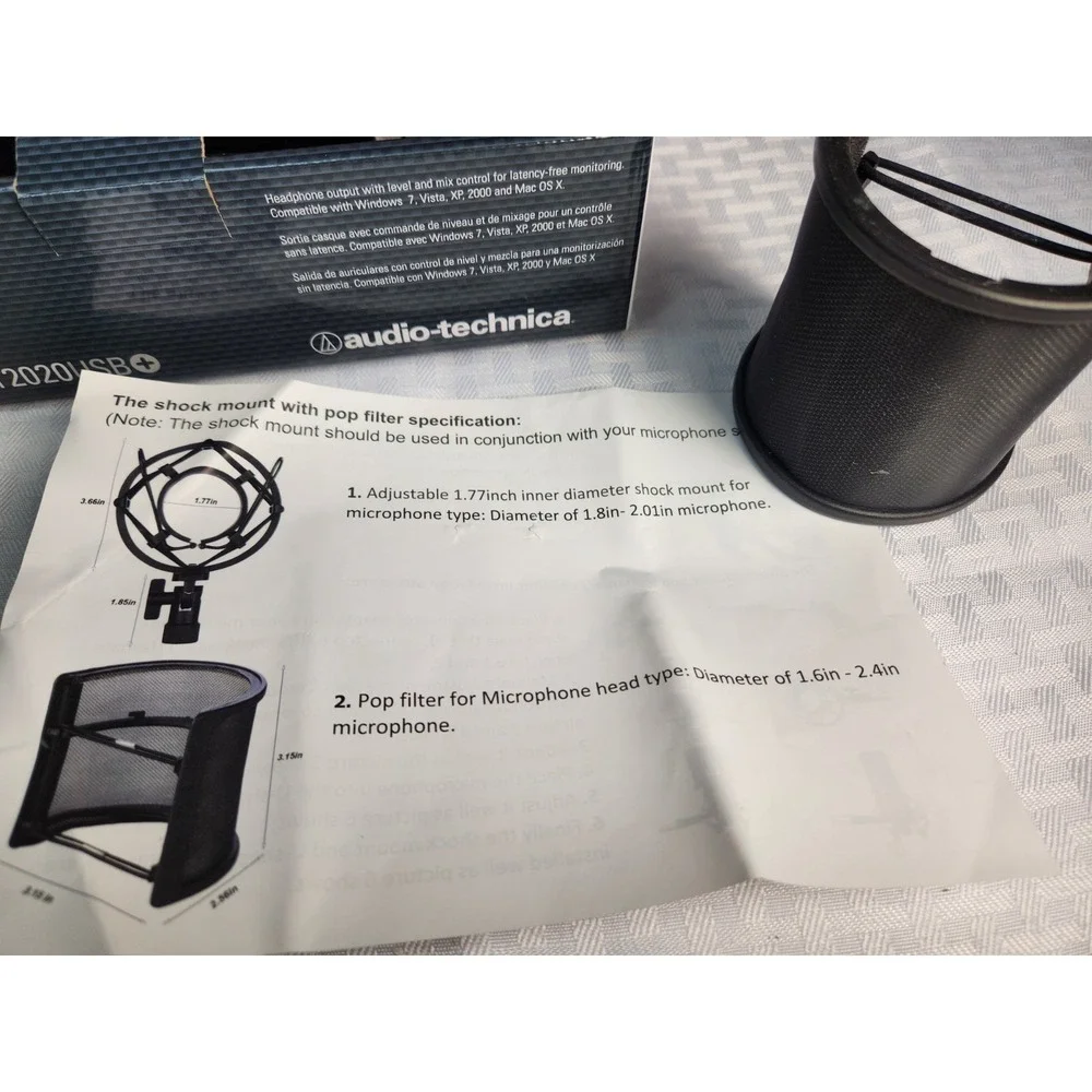 NEW! Original Audio Technica At2020USB-X USB Microphone w/Bag, + Shock Pop Filte